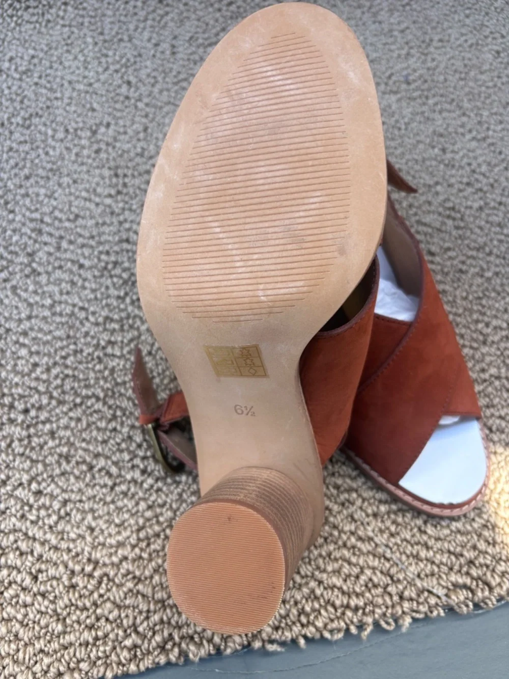 Madewell The Ruthie Crisscross Block Heel Slingback-Rust Suede-6.5 - Picture 4 of 4